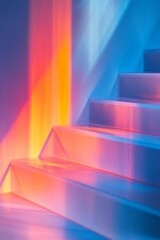 Aufkleber - Dreamy Minimalist Staircase with Surreal Pastel Light Play