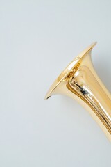 Poster - Close-Up of a Gleaming Brass Tuba Against a Minimalist Background