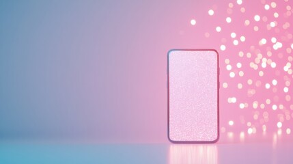 Poster - Neon-Lit Smartphone with Glowing Grids Modern Tech and Travel
