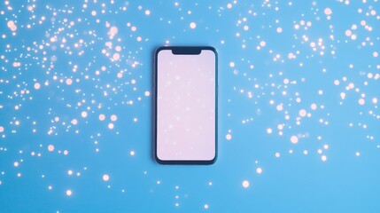 Poster - Neon Smartphone with Digital Planning Interface Amidst Softly Glowing Abstract Grids