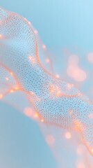 Aufkleber - Serene Digital Landscape with Floating Geometric Shapes and Soft Glowing Lines