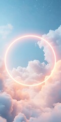 Aufkleber - Ethereal Pastel Skies with Illuminated Cosmic Circle
