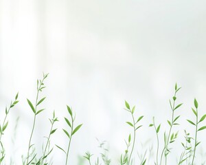 Poster - Minimalistic Spring Greenery Silhouettes on Soft Background