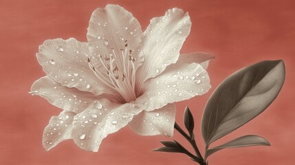 Poster - Elegant flower with water droplets on a soft background.