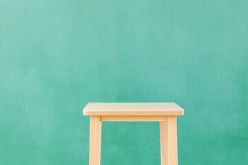 Poster - Minimalist Classroom Scene with Wooden Desk Against Pastel Green Background