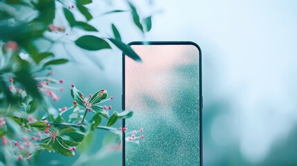 Poster - A smartphone using facial recognition to unlock the device, showcasing the convenience and personalization offered by AI.