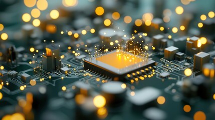 Poster - A network of interconnected devices, sensors, and data streams, symbolizing the Internet of Things (IoT) and its potential to revolutionize various industries.