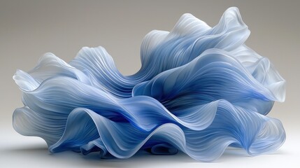 Poster - Elegant blue and white abstract glass sculpture.