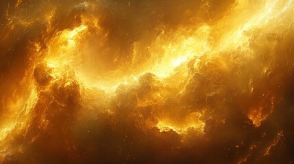 Poster - Abstract depiction of cosmic clouds in warm hues.
