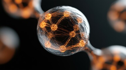 Fototapete - Abstract interconnected spheres, a visual representation of network and global connectivity