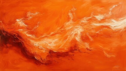 Poster - Abstract orange artwork with swirling textures and forms.