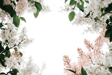 Canvas Print - White and pink flowers frame on white background. (3)