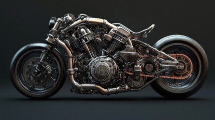 Poster - A detailed, futuristic motorcycle showcasing intricate mechanical design and engineering.