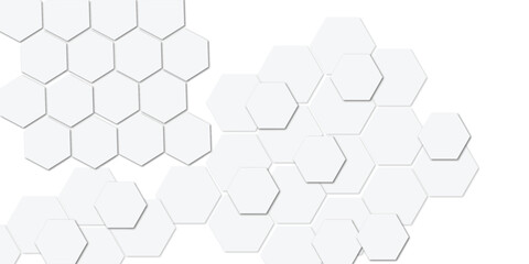 Geometric technology white hexagon background. Abstract vector illustration Science technology and medical concept hexagon on transparent background.