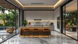 © wisnuromad art - Modern kitchen with sleek design and outdoor view.