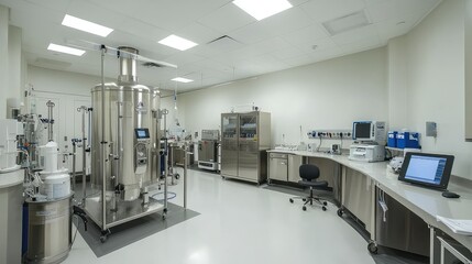 Poster - Modern Laboratory Interior with Equipment and Workstations Appearing Sleek