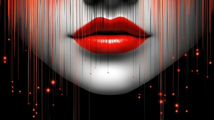 Poster - Abstract representation of lips with vibrant red accents.