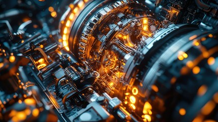 Poster - Intricate Details of a Futuristic Mechanical Engine Component