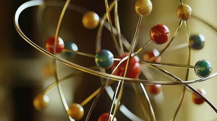 Poster - Colorful Atom Model with Orbiting Electrons in Soft Lighting