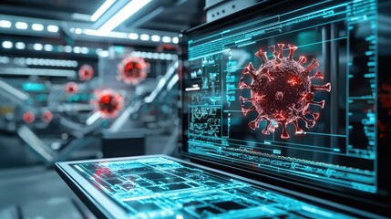 Poster - Detailed Visualization of Virus Structure in a High-Tech Laboratory Environment
