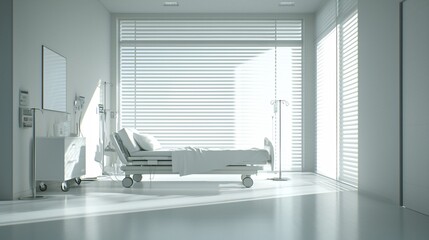 Poster - a photostock of a modern hospital room with medical equipment