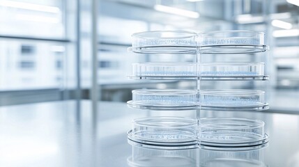 Poster - A photostock of a Petri dish with bacterial cultures in a laboratory