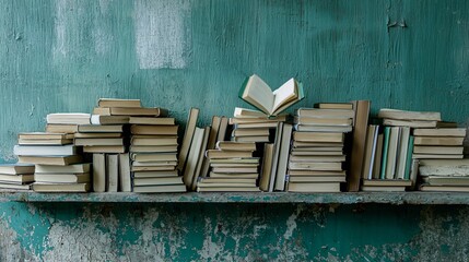 Poster - A photostock of a collection of medical books on a shelf