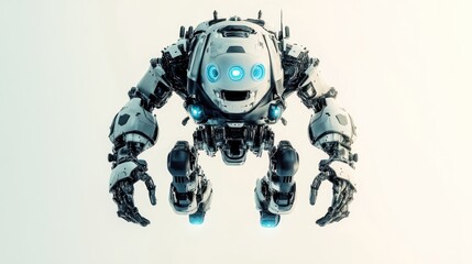 Aufkleber - A friendly robotic character with glowing features, designed for interaction or assistance.