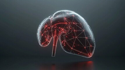 Poster - A photostock of a 3D-rendered human liver model with details highlighted