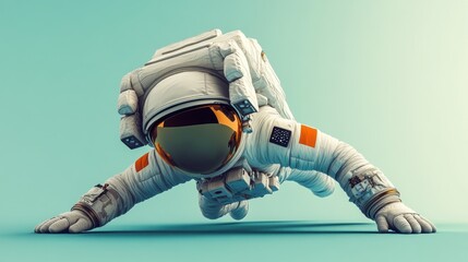 Poster - A futuristic astronaut in a dynamic pose, showcasing space exploration themes.