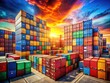 © Adisorn - Mountain of Containers, Global Trade Logistics
