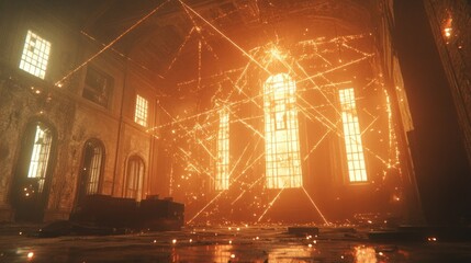 Poster - Abandoned space illuminated by warm, ethereal light.