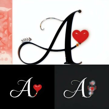 Logo Heart Letter A Beautiful vector love logo design A love outline creative letter design