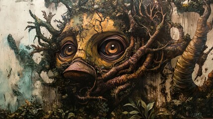 Wall Mural - Ancient Tree Spirit: A Surreal Forest Painting