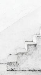 Poster - Minimalist White Steps Against a Textured Wall in Black and White