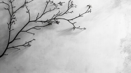 Poster - blank white vertical poster mockup with delicate hawthorn leaf shadows cast on a neutral light grey 