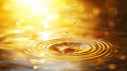 Poster - Blurred water background with cinematic golden hour sunlight and detailed ripples, ideal for promoting beauty, spa, and wellness products.
