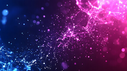 Poster - Abstract colorful background with glowing particles and light strands