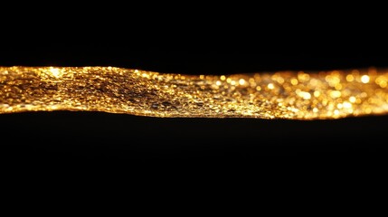 Poster - Golden bokeh lights glimmering on a black background, perfect for creative designs, modern art, and projects needing a magical, sparkling effect.