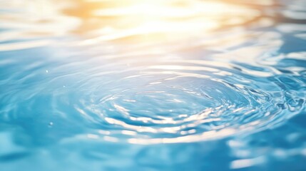 Poster - Peaceful water ripples with golden light, offering a relaxing atmosphere and space for text, perfect for eco-friendly beauty and wellness promotions.