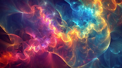 Wall Mural - Abstract swirling nebula cosmic artwork vibrant colors