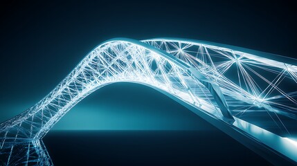 Wall Mural - Abstract glowing arch bridge, futuristic design.