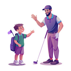Canvas Print - golf coach illustration in flat style
