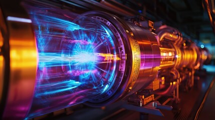 Poster - Futuristic Energy Source Concept with Bright Blue and Purple Light