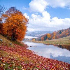 Vibrant Autumn Foliage: A Colorful Landscape of Trees