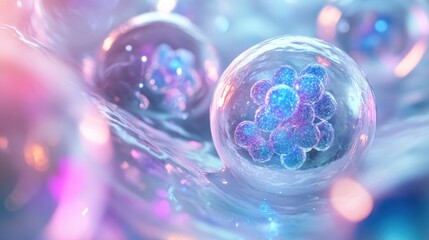 Poster - Exploring cellular structures under microscope science lab digital art abstract environment close-up view