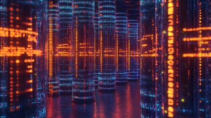 Poster - Exploring futuristic data structures virtual environment digital art cyber landscape high angle technology concept