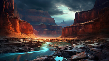 Poster - Grand Canyon Scenic Landscape with Turquoise River