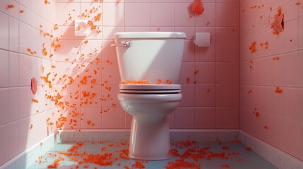 Poster - Colorful floral decoration in bathroom artistic installation vibrant environment aesthetic viewpoint