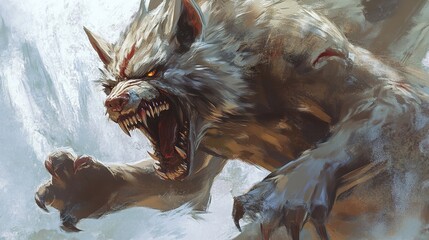 Wall Mural - Werewolf Fantasy Art: A Menacing Beast